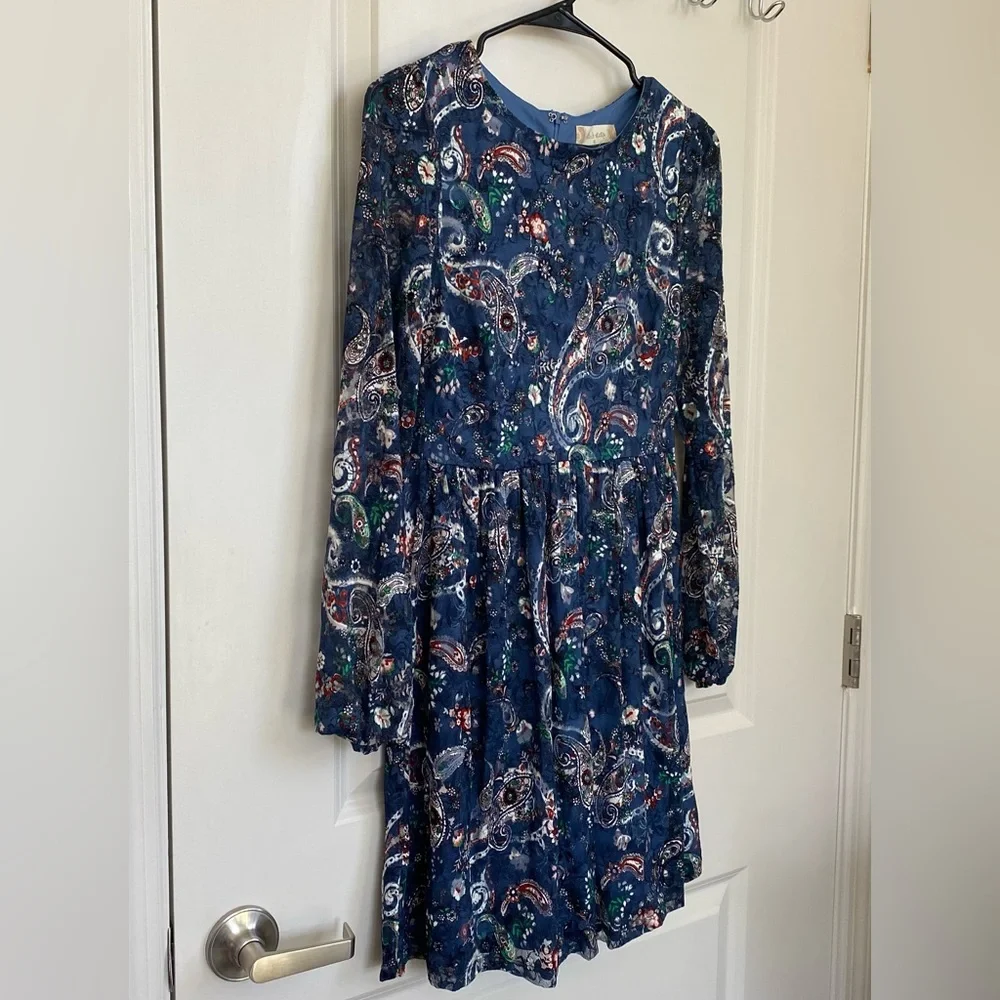 •NWT•Altar’d State Paisley Floral Lined Dress- ‘Denim’ - Picture 2 of 10